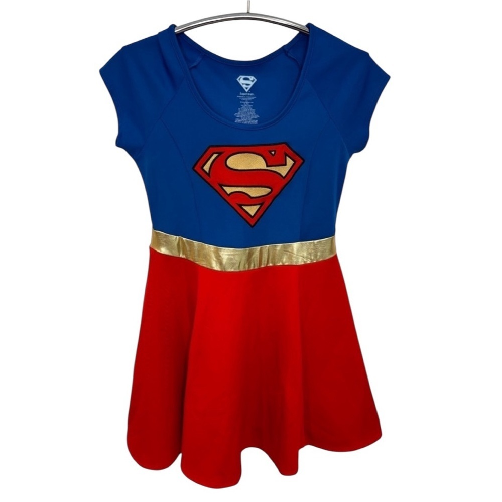 SuperMan Superwoman Halloween Costume - Blue, Red, and Gold, Youth Size XL